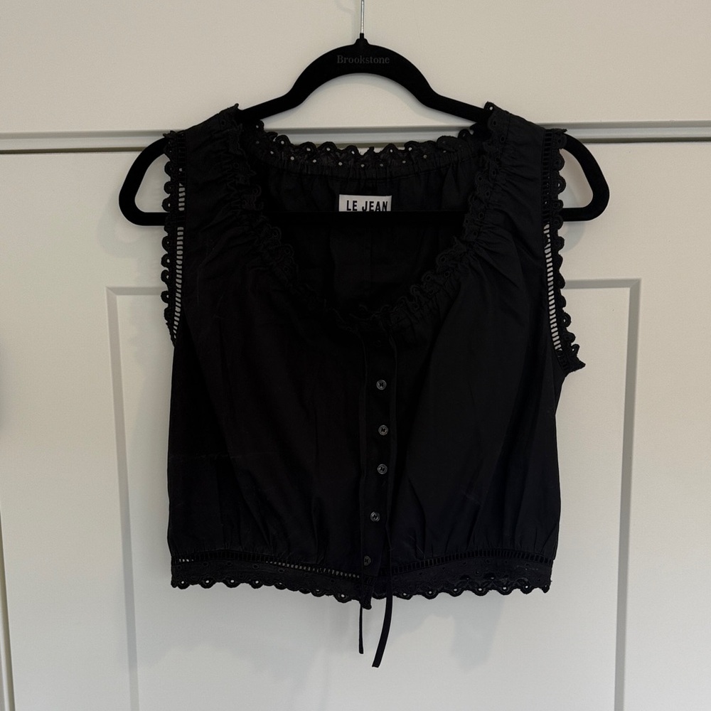 Le Jean Black Button-Down Women's Blouse